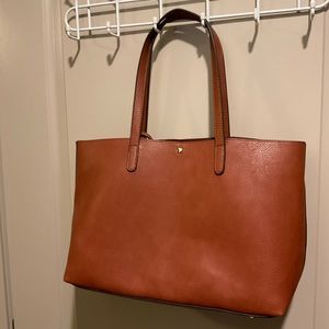 Leather tote bag with small insert